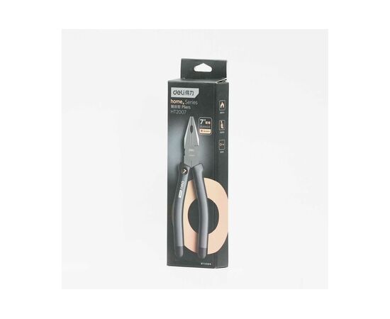  Пассатижи Deli Home Series Black HT2007 180мм, эксклюзивный дизайн, рукоятка из высококачественного софттач пластика 