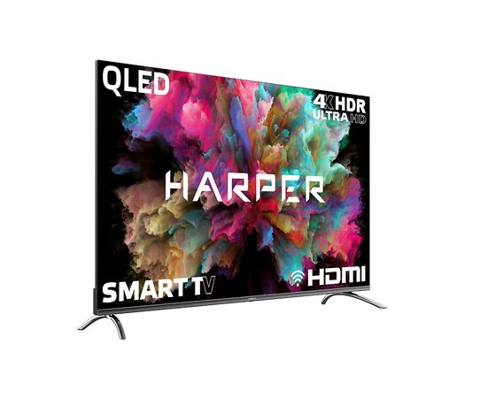  55" Телевизор Harper 55Q850TS серебристый 3840x2160, QLED, Ultra HD, 60 Гц, Frameless, WI-FI, SMART TV, Android TV 