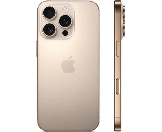  Смартфон Apple iPhone 16 Pro MYN23J/A 256Gb бежевый титан 3G 4G 1Sim 6.3" iOS 18 802.11 a/b/g/n/ac/ax/be NFC GPS 