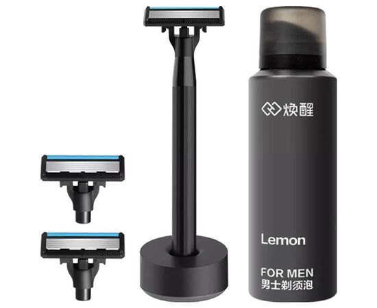  Набор для бритья Xiaomi Mijia Lemon Razor H300 - 6 (3 кассеты + пена) 