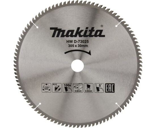  Пильный диск для алюминия Makita D-73025 305x30x2.8/2x100T 