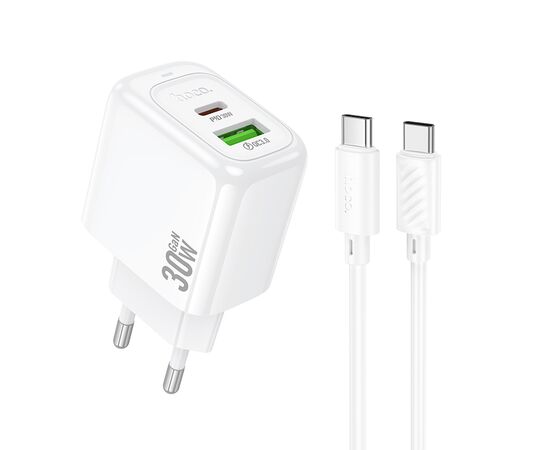  СЗУ 1USB+1Type-C 3.0A PD 30W+QC3.0 быстрая зарядка для Type-C Type-C Hoco CS55A 1м (White) 