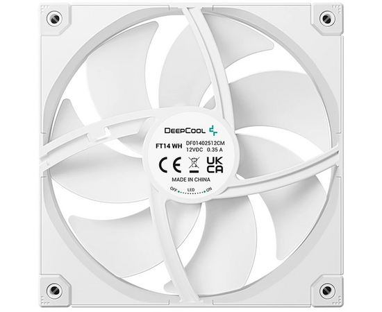  Вентилятор DEEPCOOL FT14 WH 140x140x25мм (PWM, White LED, белый, 500-1650об/мин) Color BOX 
