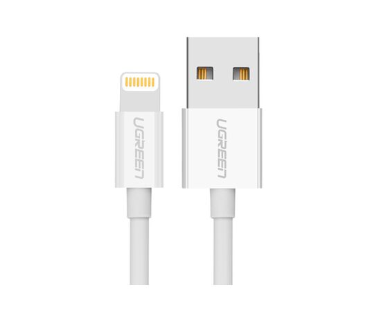  Кабель UGreen US155 (20728) USB-A Male to Lightning Male Cable Nickel Plating ABS Shell 1 м белый 