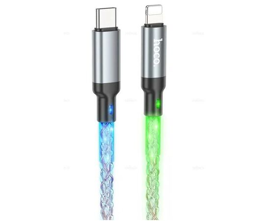  Дата-кабель HOCO U112 Shine charging Lightning, 1,2м (серый) 