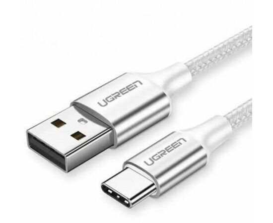  Кабель UGREEN US288 60132 USB-A 2.0 to USB-C Cable Nickel Plating Aluminum Braid 1.5m Silver 