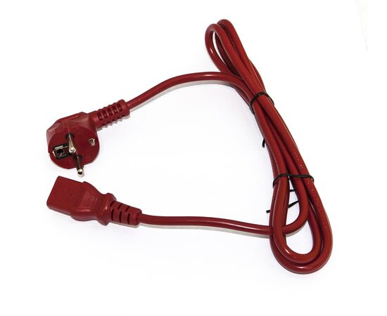 Кабель Hyperline PWC-IEC13-SHM-5.0-RD для компьютера Schuko+C13 3x1.0 10A угловая вилка 5м красный 