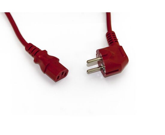  Кабель Hyperline PWC-IEC13-SHM-5.0-RD для компьютера Schuko+C13 3x1.0 10A угловая вилка 5м красный 