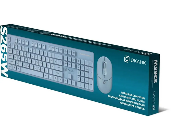  Комплект клавиатура и мышь Oklick S265W USB голубой 
