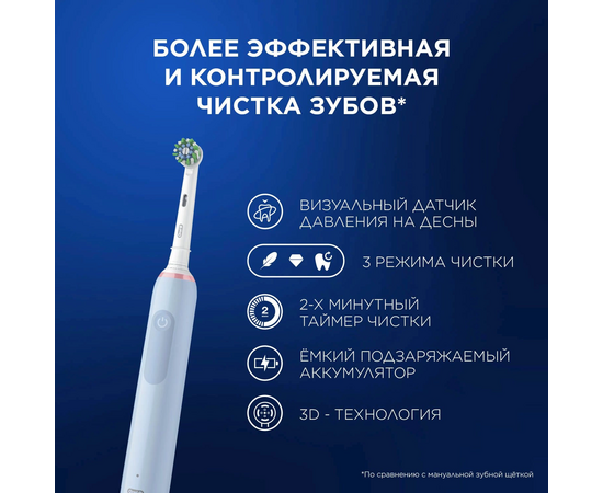  Электрическая зубная щетка Oral-B Vitality Pro 80813238 насадки 2шт, голубой 