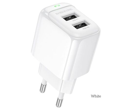 BOROFONE BAS41A/ Сетевое ЗУ/ 2 USB/ Выход: 12W/ White 