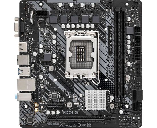  MB s1700 ASRock H610M-HVS, Intel®H610, 2xDDR4-3200, D-SUB+HDMI, 1xPCI-Ex16, 1xPCI-Ex1, 4xSATA3, 8 Ch Audio, 1xGLan, (4+2)xUSB2.0, (2+2)xUSB3.2, 1xPS/2, mATX, RTL 
