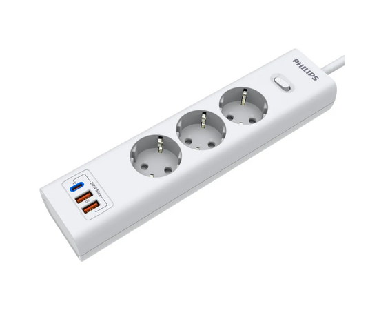  Сетевой фильтр Philips CHP4336WA/51 2м, 3 розетки белый (коробка) 