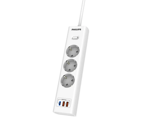  Сетевой фильтр Philips CHP4336WA/51 2м, 3 розетки белый (коробка) 