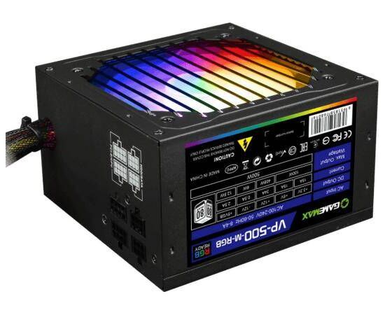  Блок питания GameMax VP-500-RGB-MODULAR 80+ ATX 500W, Ultra quiet 