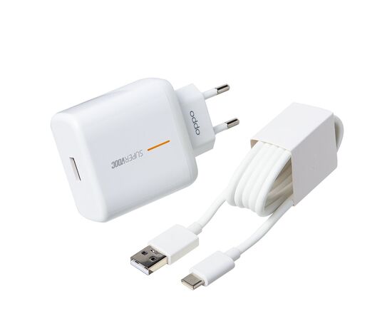  Адаптер Сетевой с кабелем ORG SuperVooc для Realme/Oppo USB 65W (USB/Type-C) (B) (white) (236715) 