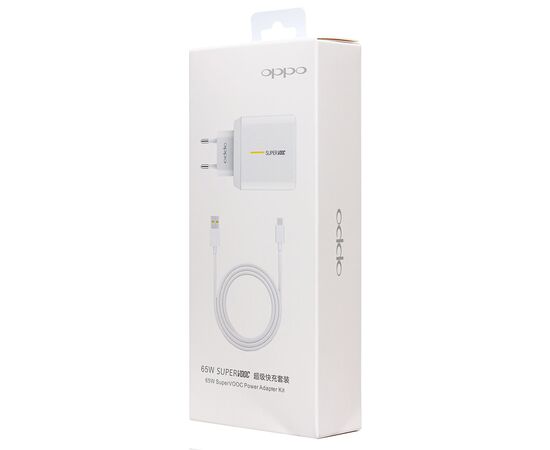  Адаптер Сетевой с кабелем ORG SuperVooc для Realme/Oppo USB 65W (USB/Type-C) (B) (white) (236715) 