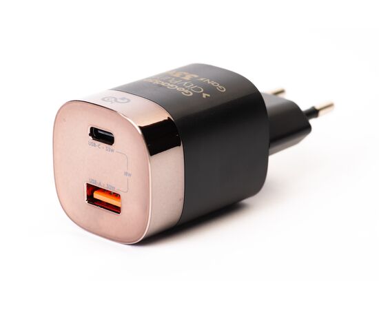  Сетевое зарядное устройство CityPump 33W 1хUSB-C 1xUSB-A LCD GaN, ЧЕРНЫЙ 