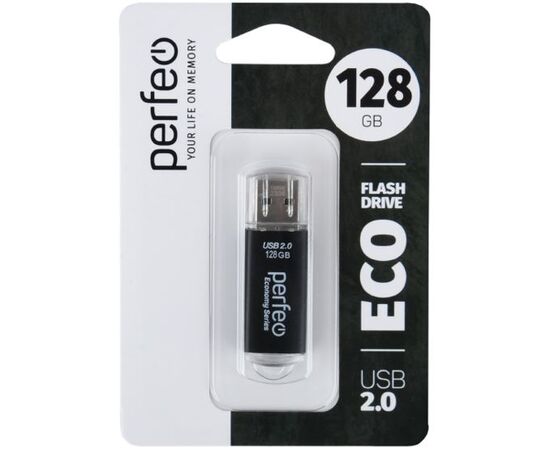  Флешка Perfeo 128GB E01 черная economy series 