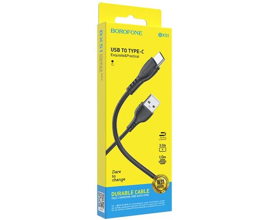  BOROFONE BX51/ USB кабель Type-C/ 1m/ 3A/ Black 