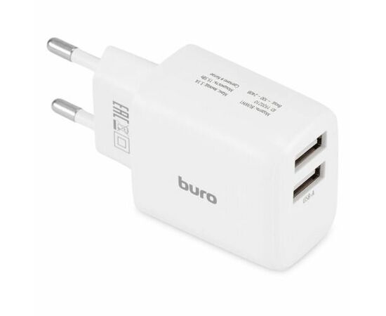  Сетевое зарядное устройство Buro BUWH1 15.5W 3.1A 2xUSB белый (BUWH15S200WH) 