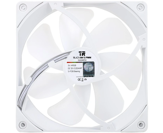  Кулер Thermalright TL-C14W-Sx3 (140x140x26mm, 4-pin PWM, ARGB, 74.3CFM, 26.6dBA, 1500RPM, White) 