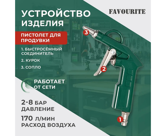  Набор пневмоинструмента FAVOURITE AC 5KIT 5 предметов 