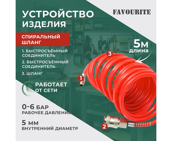  Набор пневмоинструмента FAVOURITE AC 5KIT 5 предметов 