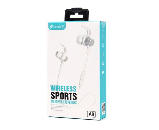  Bluetooth-наушники вакуумные с шейным шнурком Celebrat A8 (White) 