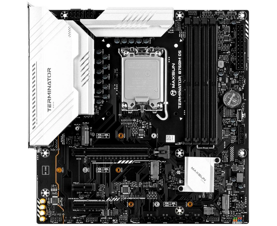  MB s1700 Maxsun MS-Terminator B760M D5 (6940709696354), 4*DDR5, 1*PCIEx16, 1*PCIEx4, 3*M.2, 1*TypeC, 4*USB3.2Gen1, 8*USB2.0, 4*SATA3.0, 2.5G, DP, HDMI, M-ATX, RTL 