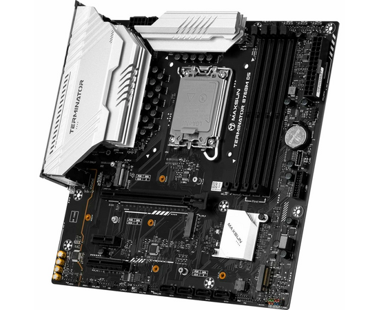  MB s1700 Maxsun MS-Terminator B760M D5 (6940709696354), 4*DDR5, 1*PCIEx16, 1*PCIEx4, 3*M.2, 1*TypeC, 4*USB3.2Gen1, 8*USB2.0, 4*SATA3.0, 2.5G, DP, HDMI, M-ATX, RTL 