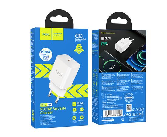  Зарядка Hoco N27 Innovative single port PD20W charger(EU) - White 