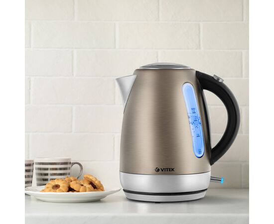  Электрочайник Vitek VT-7025 бежевый и серебристый 