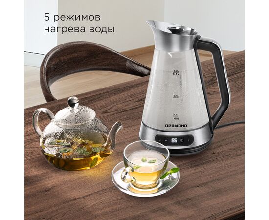  Электрочайник Redmond KG222 серебристый/черный 