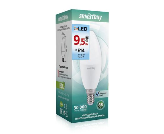  Лампа светодиодная SMARTBUY C37 9,5Вт 4000K E14 (свеча, нейтральный свет) 