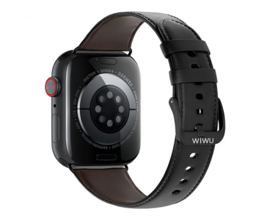  Ремешок для Apple Watch 42/44/45/49 mm  WiWU Wi-WB003 Vintage Grazy Horse Leather (Black) 
