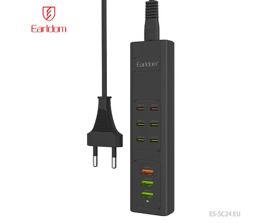  Удлинитель Earldom ES-SC24 EU, 3USB+6Type C PD ,длина 1м 