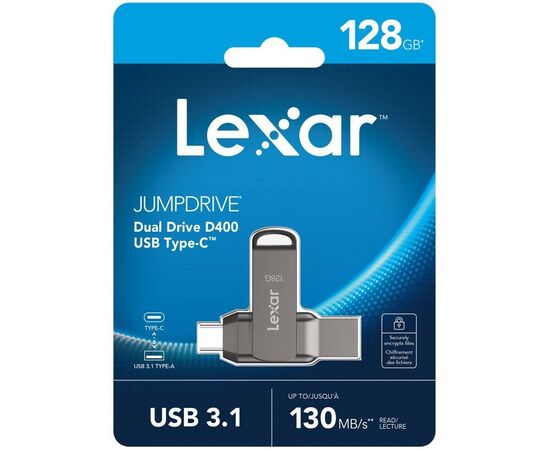  USB-флешка Lexar 2-in-1 (LJDD400128G-BNQNG) 128GB USB 3.1 Gen1 USB C, OTG, USB 3.1 Gen1/Type-C, металл/пластик, 130 MB/s 