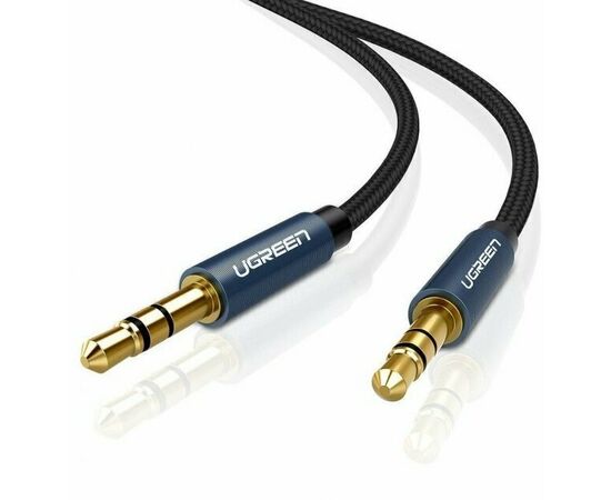  Кабель UGREEN AV112 10685 3.5mm Male to 3.5mm Male Cable Gold Plated Metal Case with Braid 1m Blue 