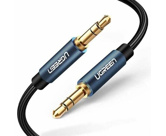  Кабель UGREEN AV112 10685 3.5mm Male to 3.5mm Male Cable Gold Plated Metal Case with Braid 1m Blue 
