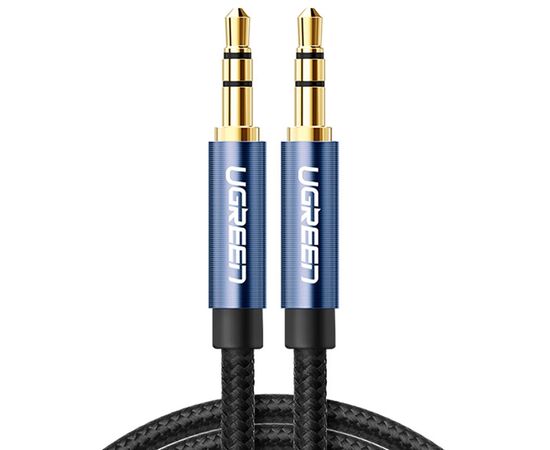  Кабель UGREEN AV112 10685 3.5mm Male to 3.5mm Male Cable Gold Plated Metal Case with Braid 1m Blue 
