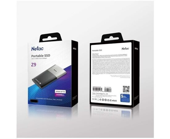  Внешний SSD  Netac  1 TB  Z9 USB-C чёрный/серебро, USB 3.2 