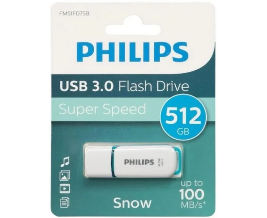 USB-флешка PHILIPS Snow3.0 (FM51FD75B/97) 512GB, USB 3.0 
