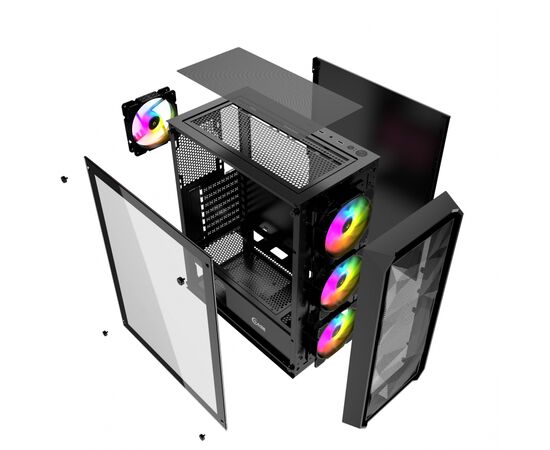  Корпус Powercase Mistral Edge, Tempered Glass, 4x 120mm 5-color fan, чёрный, ATX  (CMIEB-L4) 