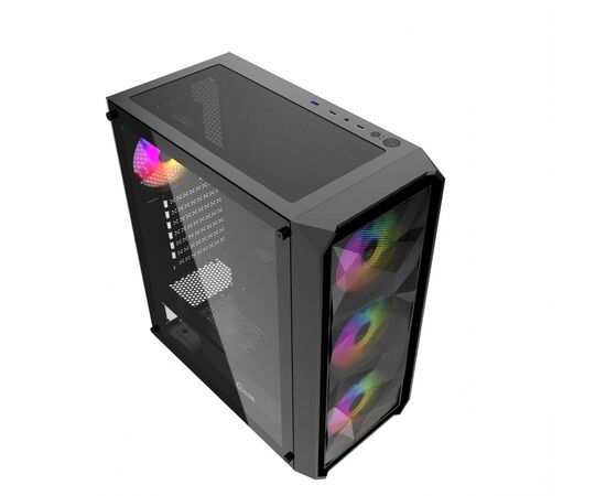  Корпус Powercase Mistral Edge, Tempered Glass, 4x 120mm 5-color fan, чёрный, ATX  (CMIEB-L4) 