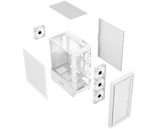  Корпус Powercase Mistral AY4W ARGB (CMAYW-A4), Tempered Glass, 4x 120mm ARGB Fans, белый, ATX 