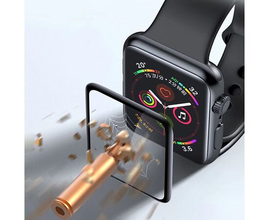  Защитное стекло COTEetCI 4D для Apple Watch 4, Full Glue 3D, 40mm, прозрачный+черная рамка 
