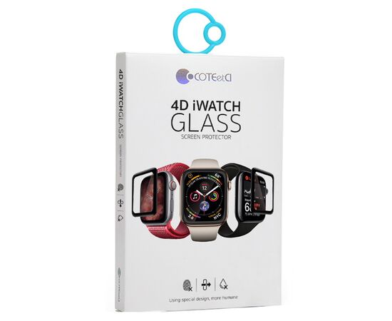  Защитное стекло COTEetCI 4D для Apple Watch 4, Full Glue 3D, 40mm, прозрачный+черная рамка 