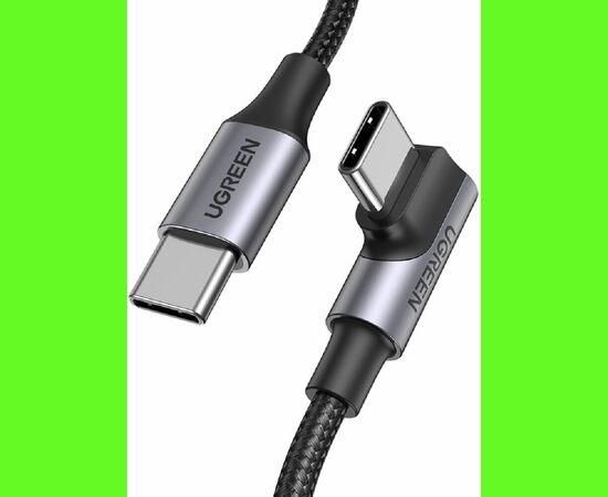  Кабель UGREEN US334 70643 USB-C 2.0 Male To Angled 90° USB-C 2.0 Male 5A Data Cable 1m Black 