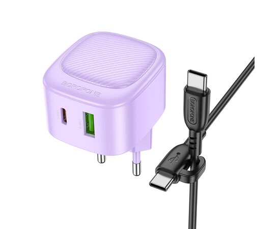  СЗУ 1USB+1Type-C 3.0A QC3.0 PD 20W быстрая зарядка для Type-C Type-C Borofone BAS22A (Purple) 